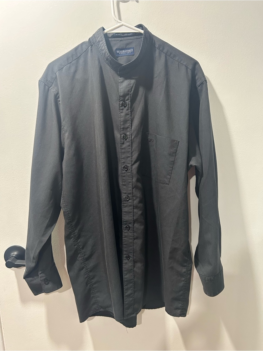 Oscar de la Renta Mens Black Button Down Shirt
